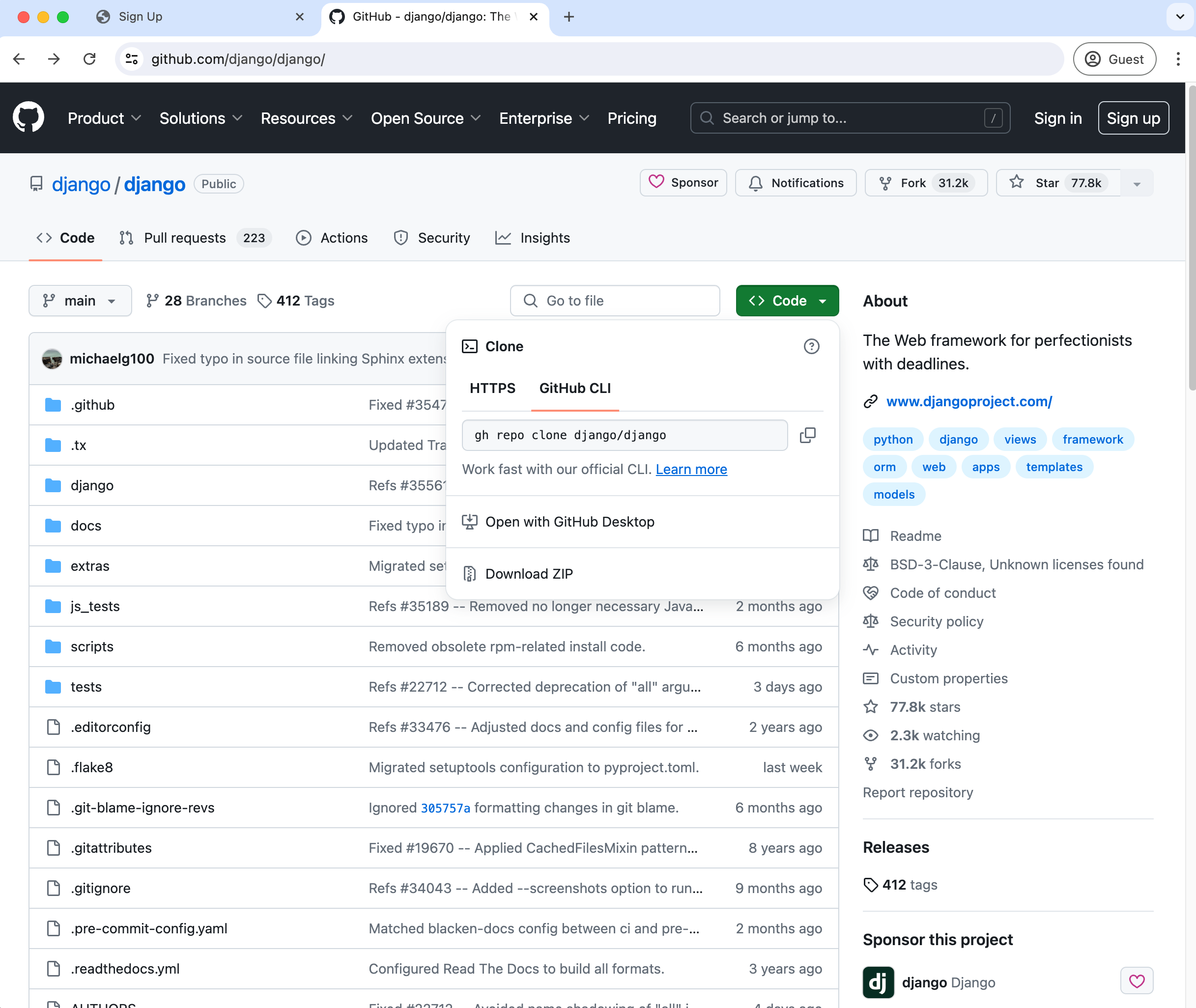 GitHub Django 仓库